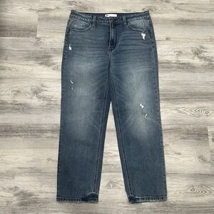 Vervet Distressed High Rise Crop‎ Straight Leg Denim Jeans Sz 30